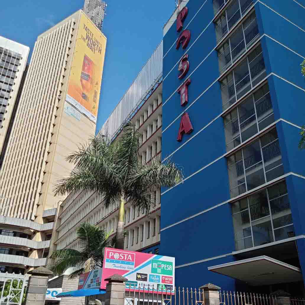 POSTA Kenya headquarters building in Nairobi, illustrating the central role of the postal corporation in parcel handling in Kenya.